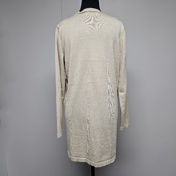 Eva & Paige Metallic Gold Long Cardigan Winter Christmas Spring Neutral - Picture 7 of 7